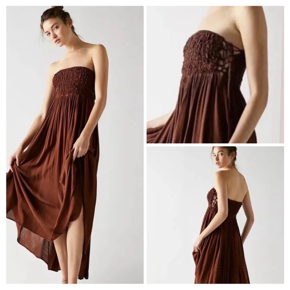 Free People NWT Flowy Strapless Smocked Bust Ties
Handkerchief Hem Maxi Dress - Picture 7 of 11
